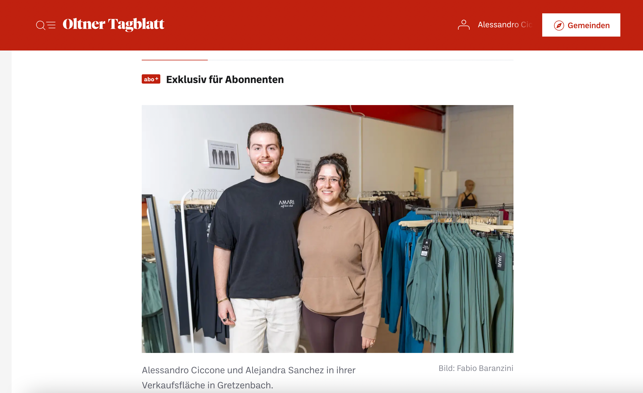 Amari Wear Feature in Oltner Tagblatt