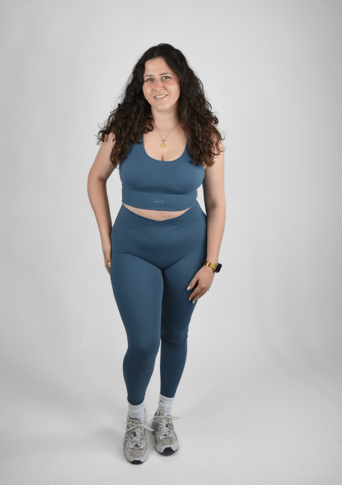 Cross Back Sports Bra - Smoky Blue