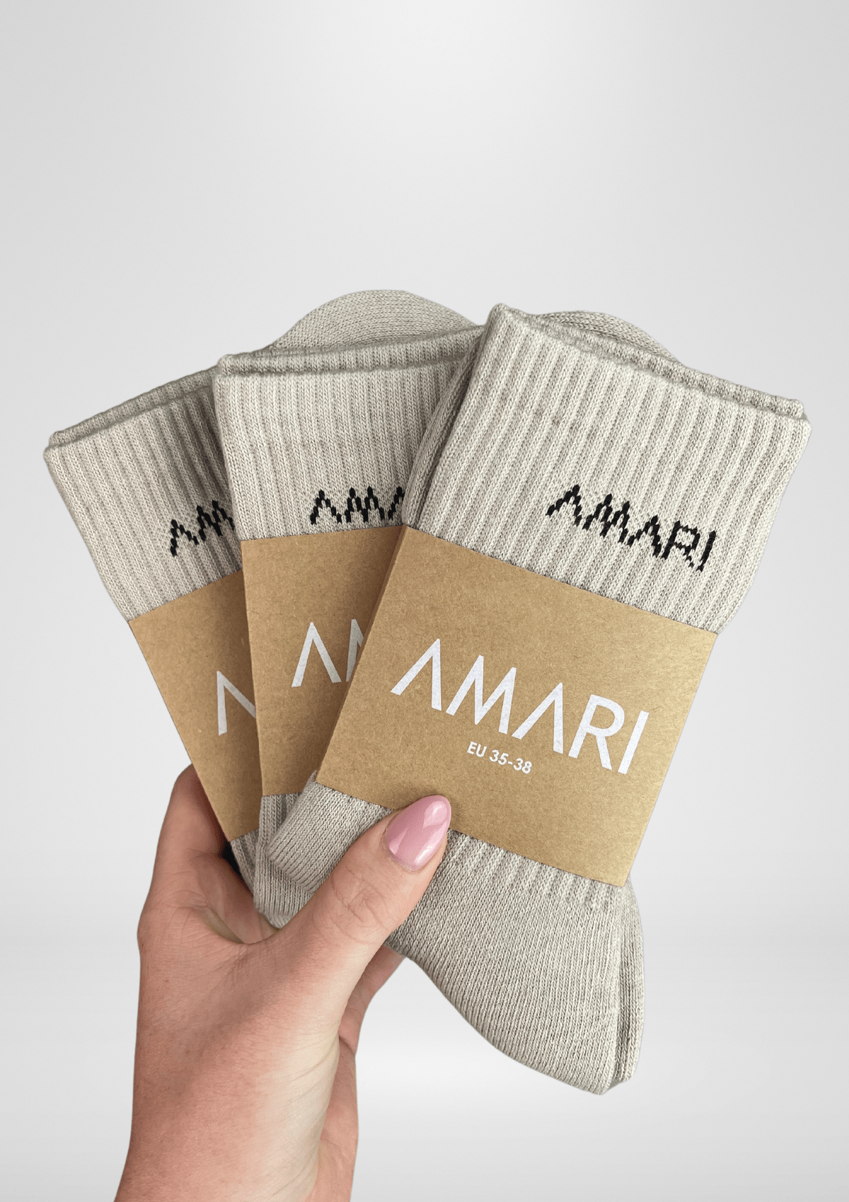 Unisex Crew Socks - Latte (3 Pairs)
