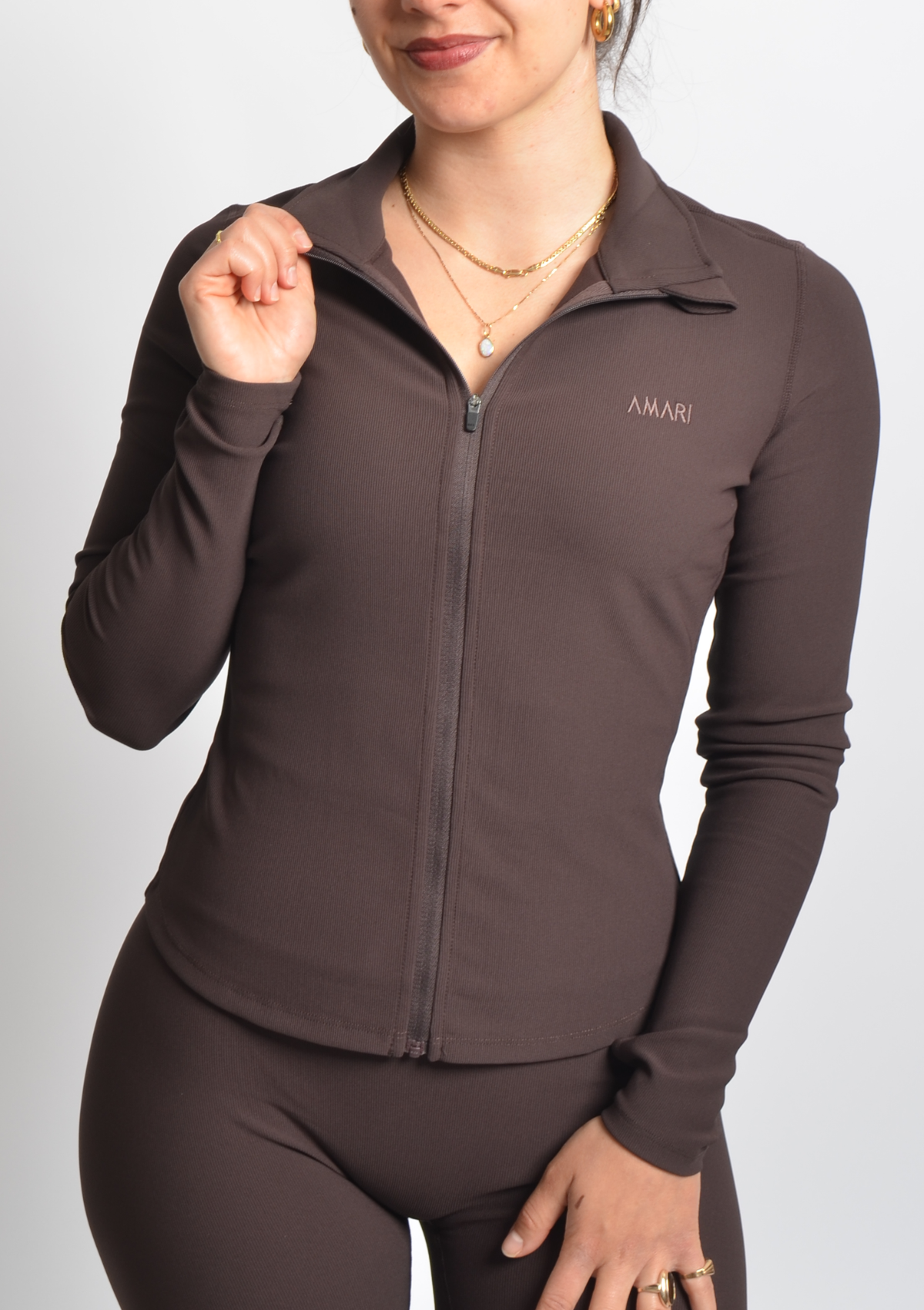 Ribbed Form Jacket - Espresso