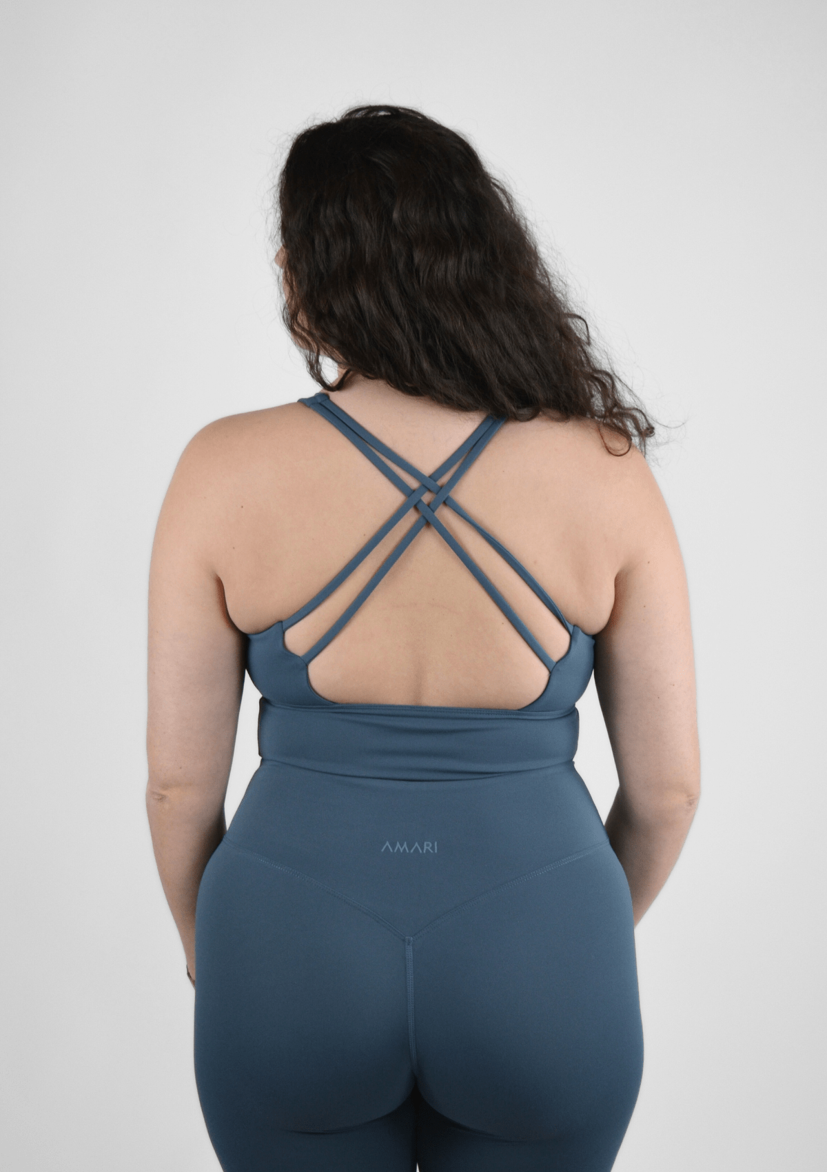 Cross Back Sports Bra - Smoky Blue