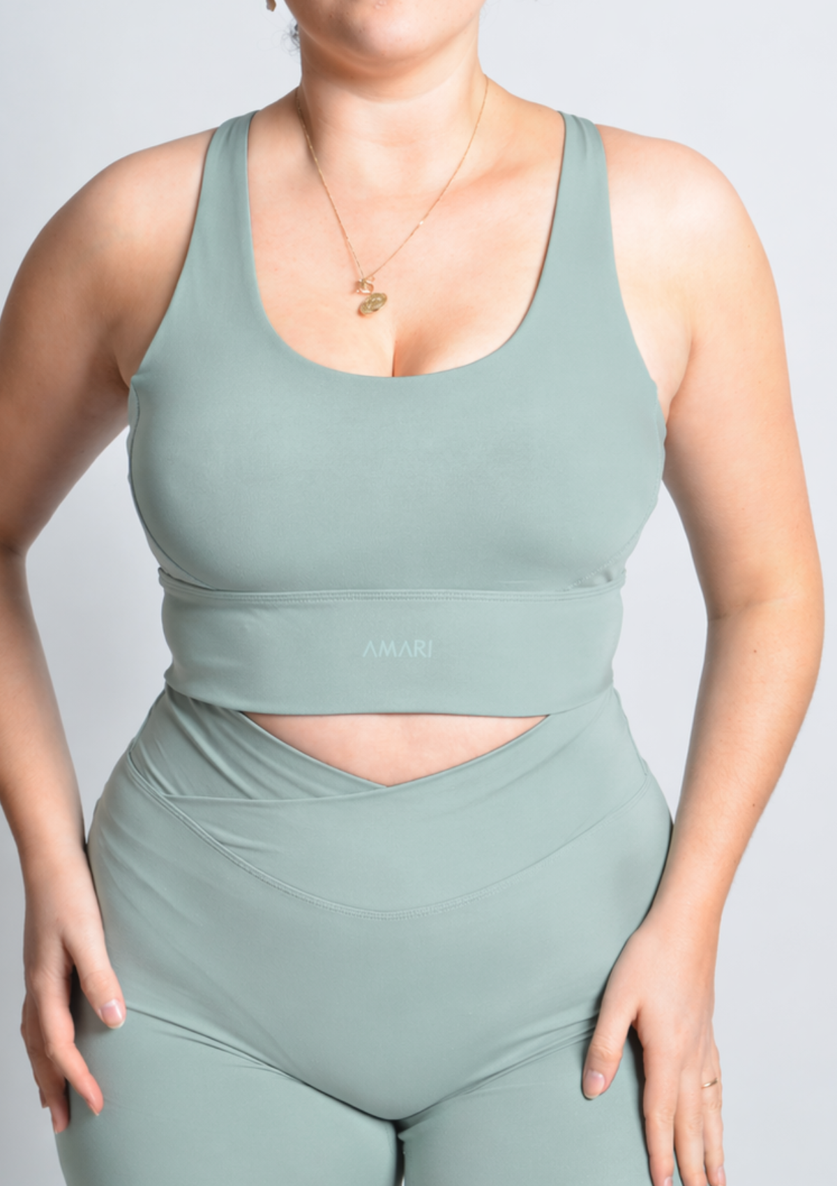 Cloud Love™ Cross Back Sports Bra - Sage Green