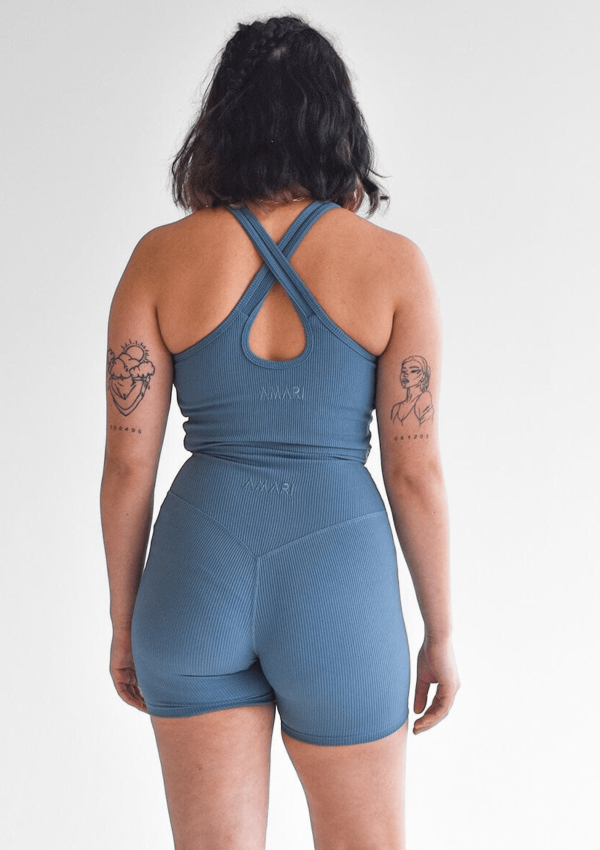 Second Chance: Ribbed Crop Top - Steel Blue L