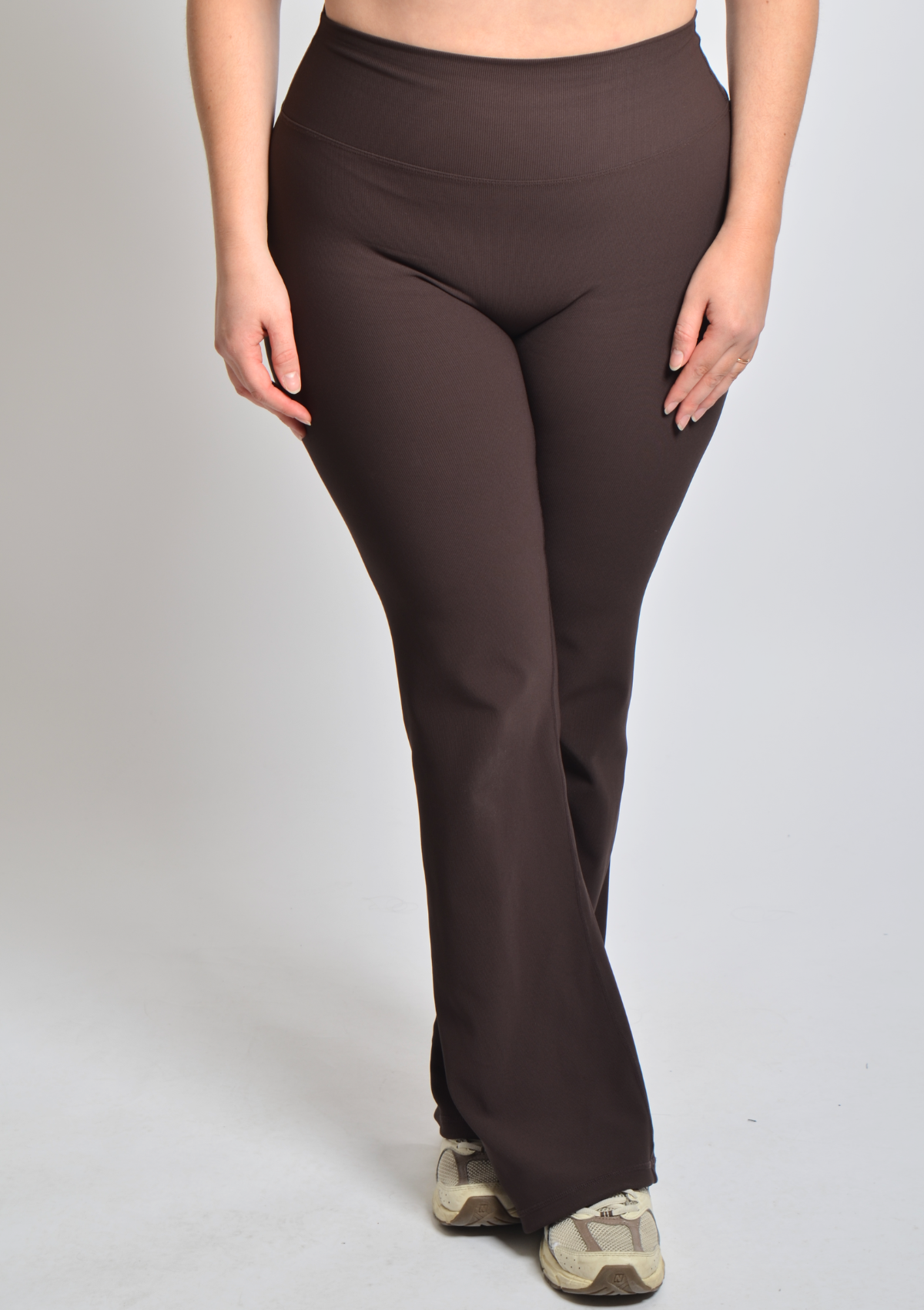 Ribbed Straight Leggings - Espresso