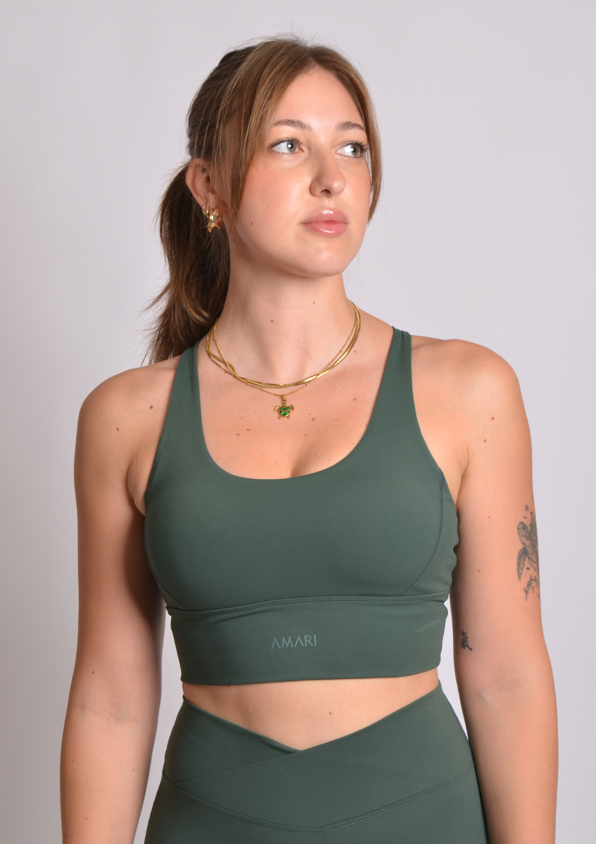 Cross Back Sports Bra - Pine Green