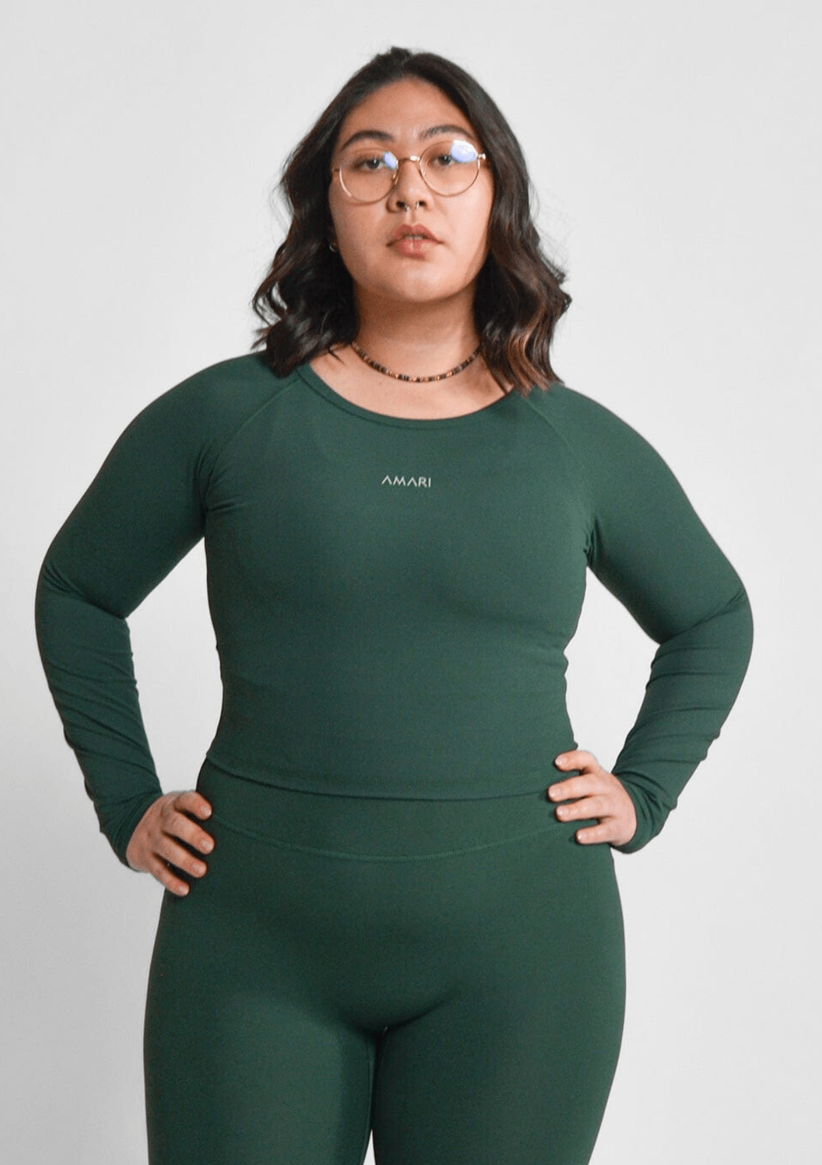 Second Chance: Long Sleeve Crop Top - Forest XS