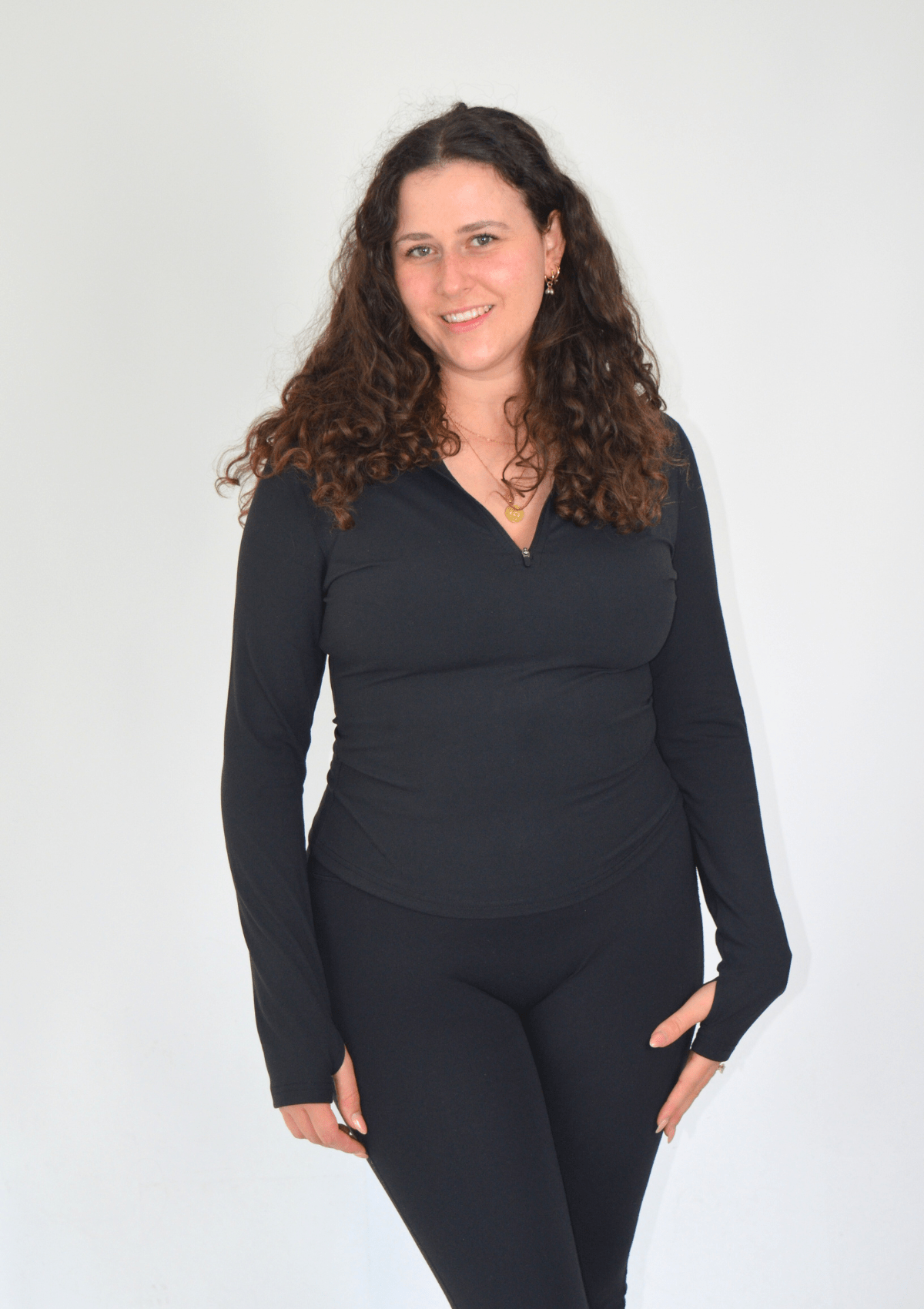 Long Sleeve Half Zipper - Black