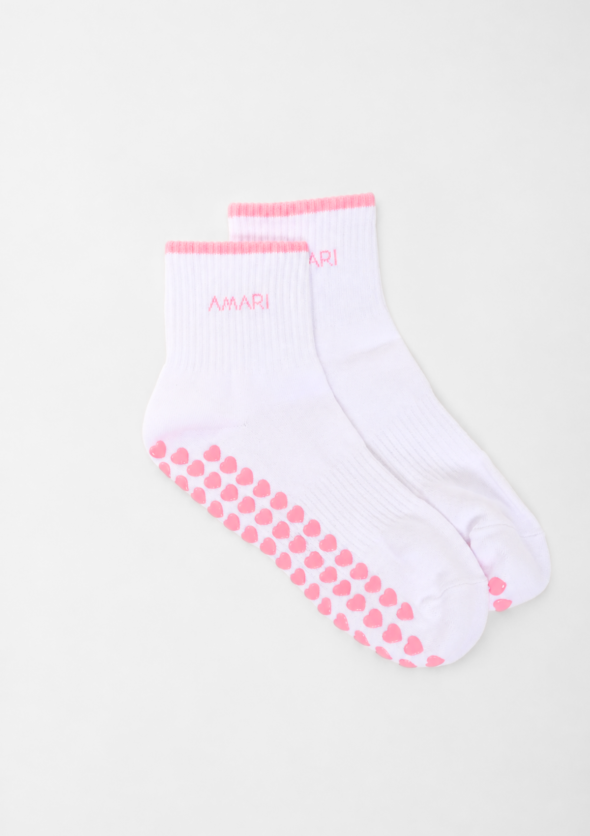 Pilates Grip Socks - White and Pink