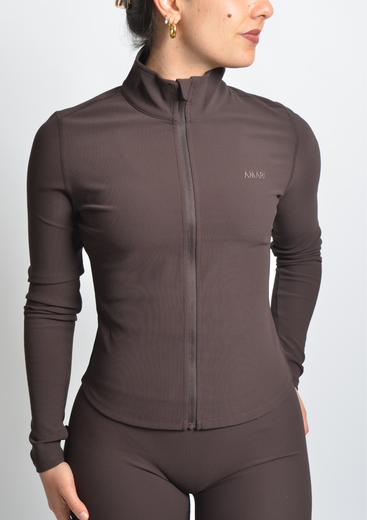 Ribbed Form Jacket - Espresso