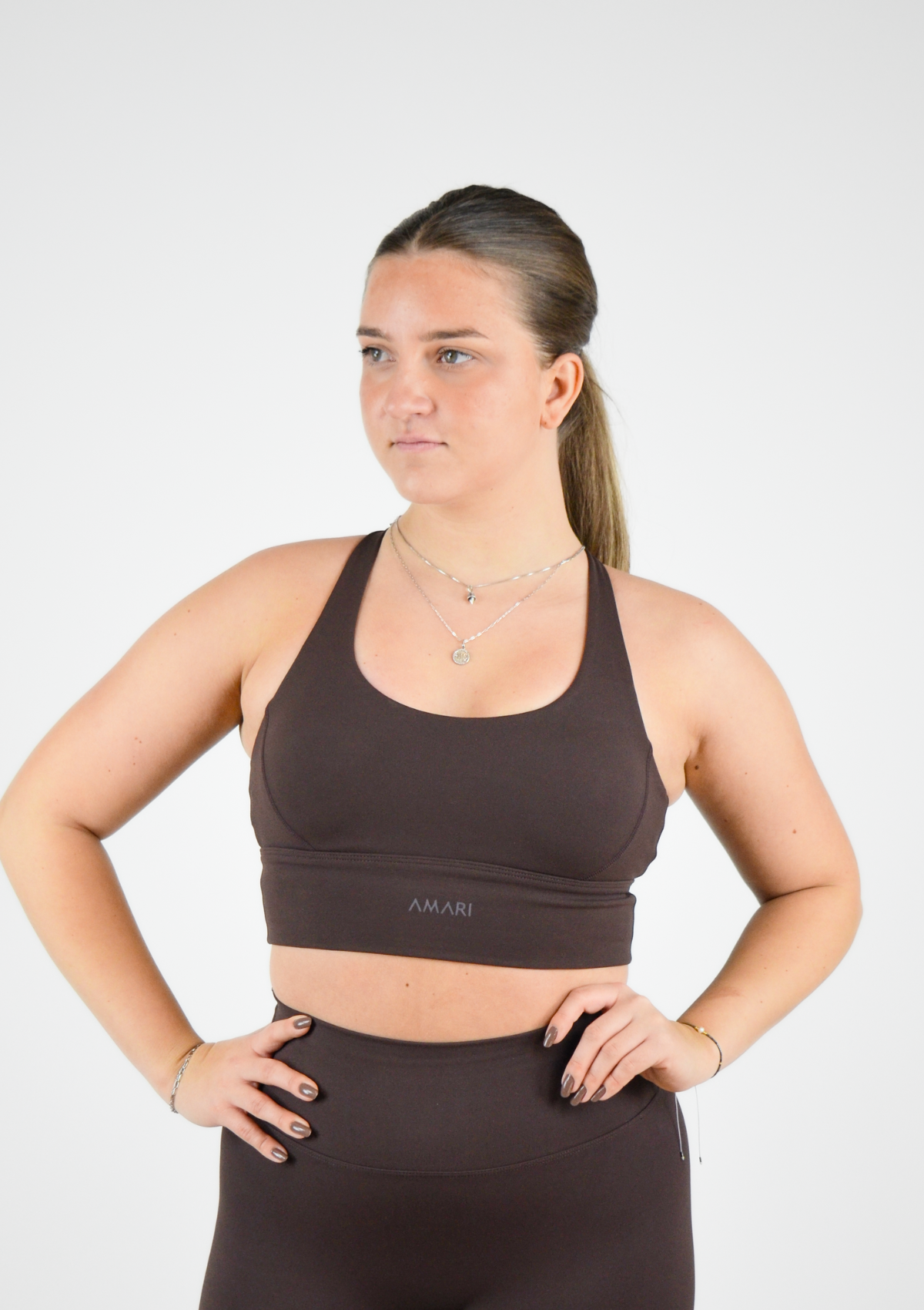 Cross Back Sports Bra - Espresso