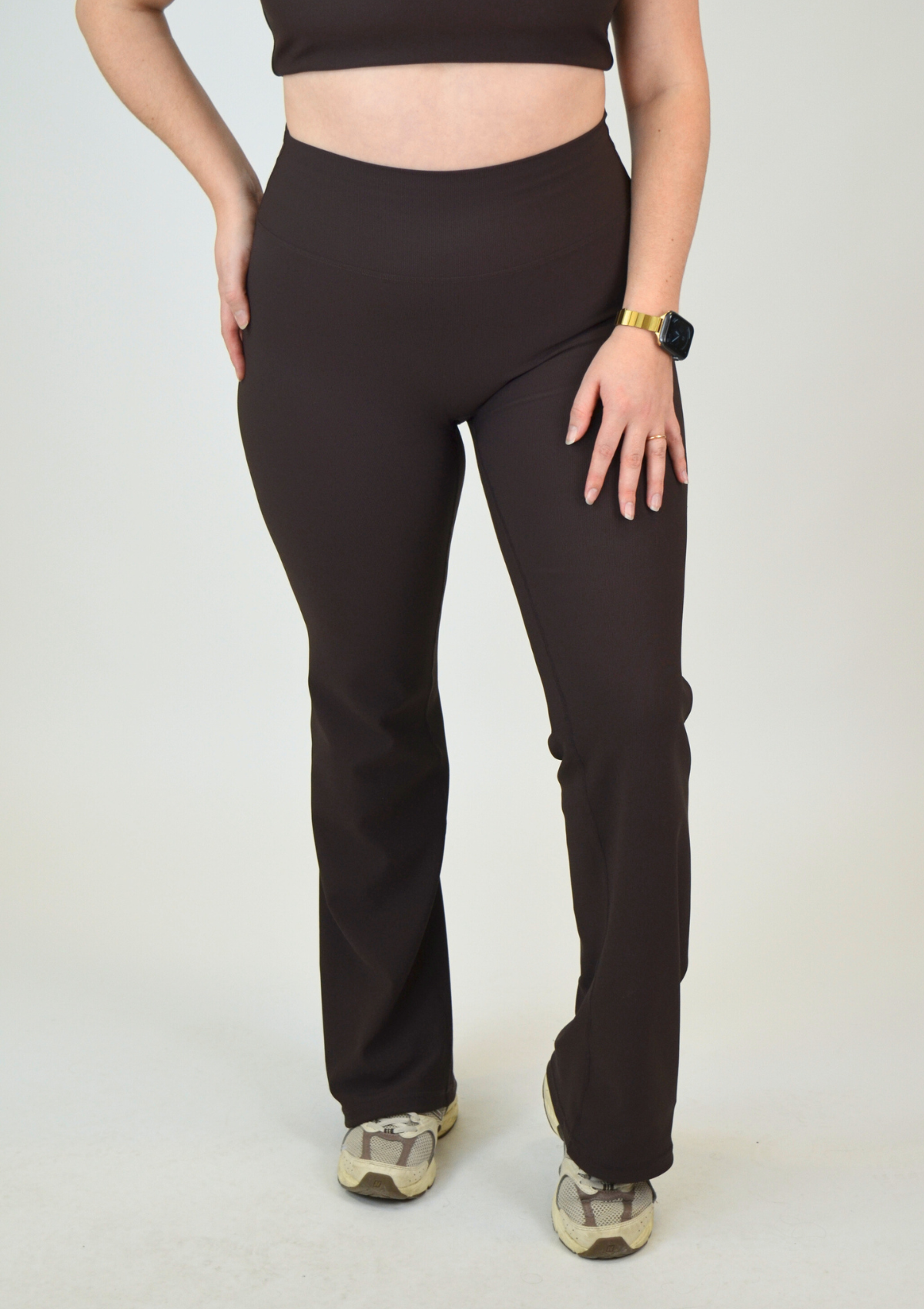 Ribbed Straight Leggings - Espresso