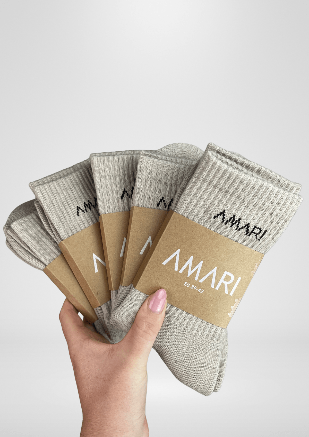 Unisex Crew Socks - Latte (5 Pairs)
