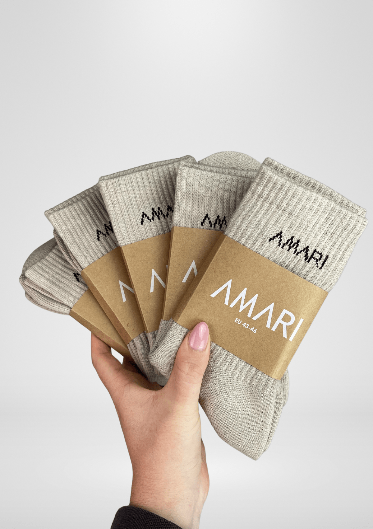 Unisex Crew Socks - Latte (5 Pairs)