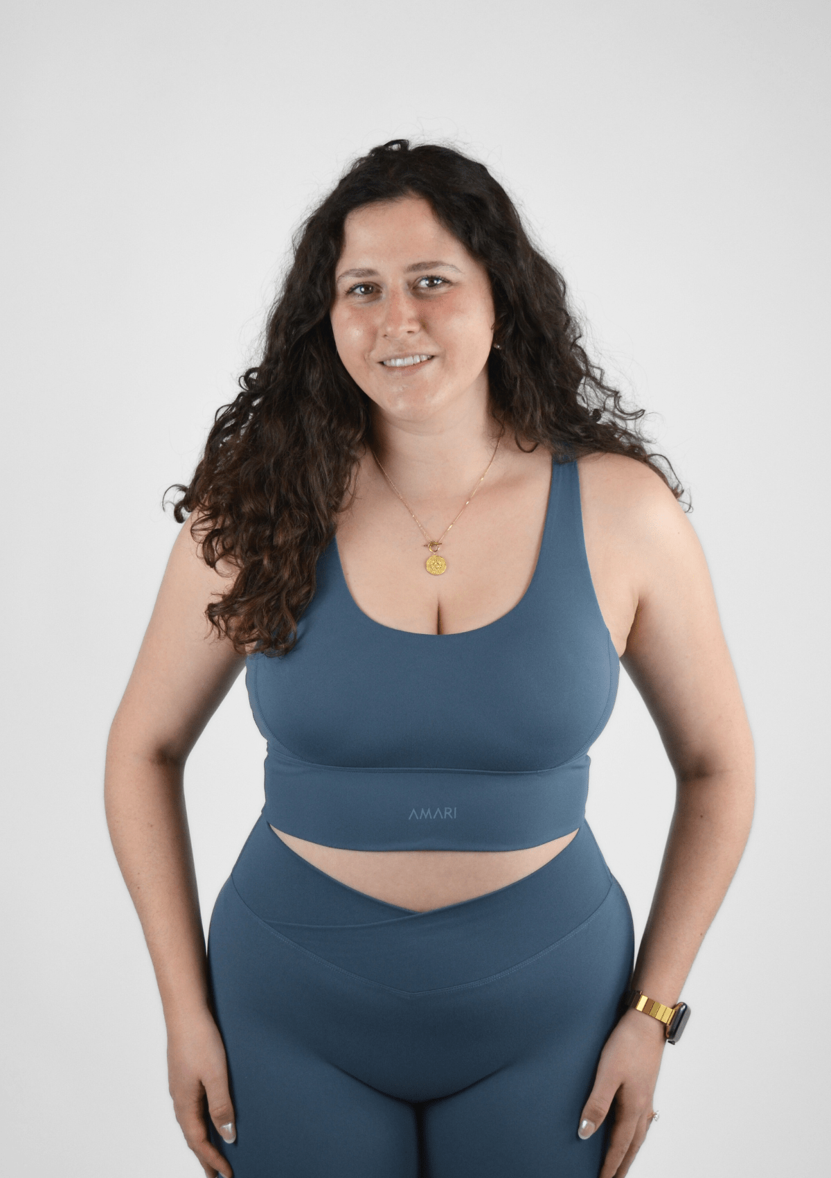 Cross Back Sports Bra - Smoky Blue