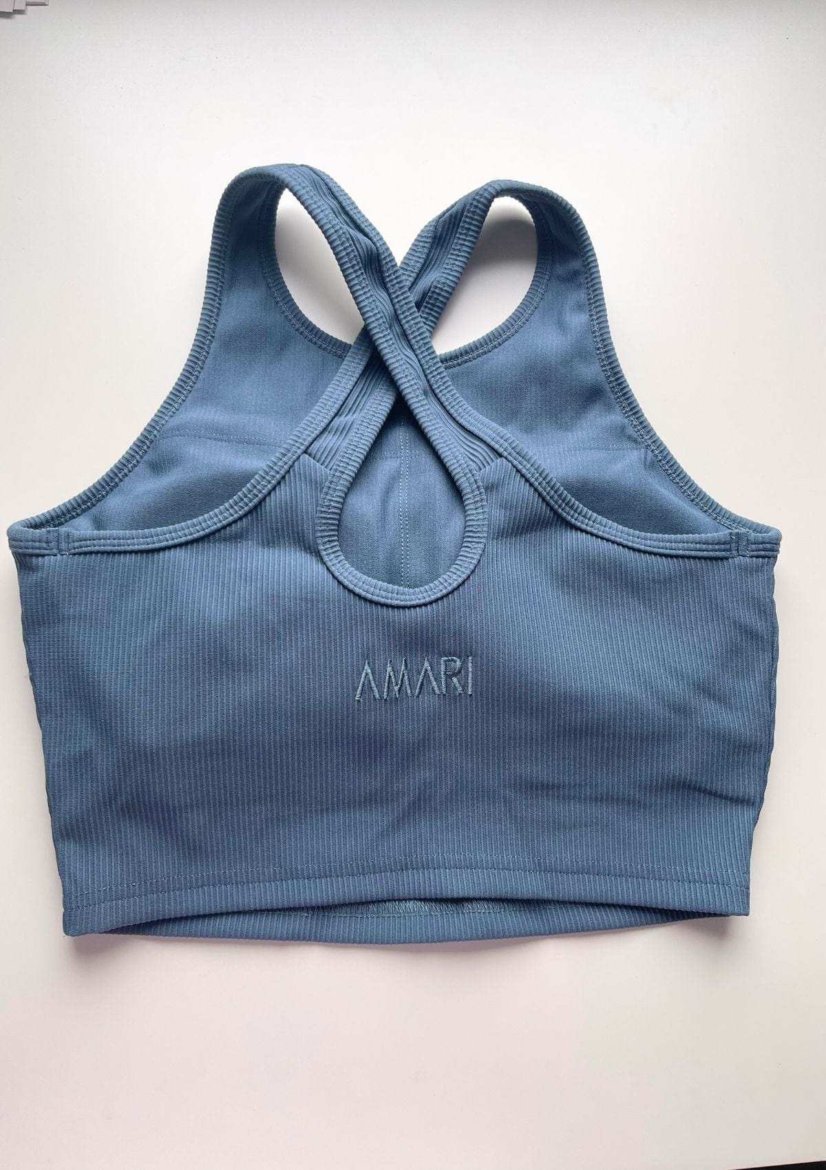 Second Chance: Ribbed Crop Top - Steel Blue