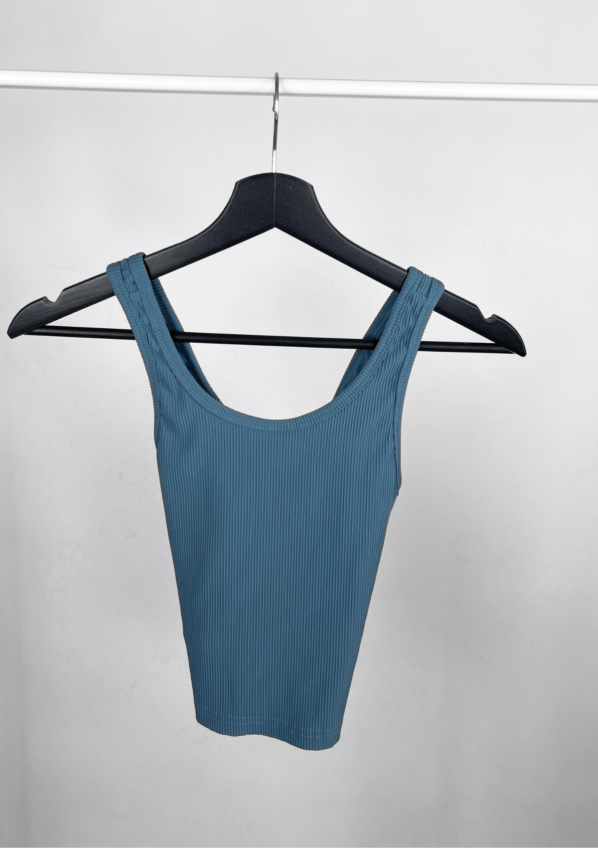 Second Chance: Ribbed Crop Top - Steel Blue L