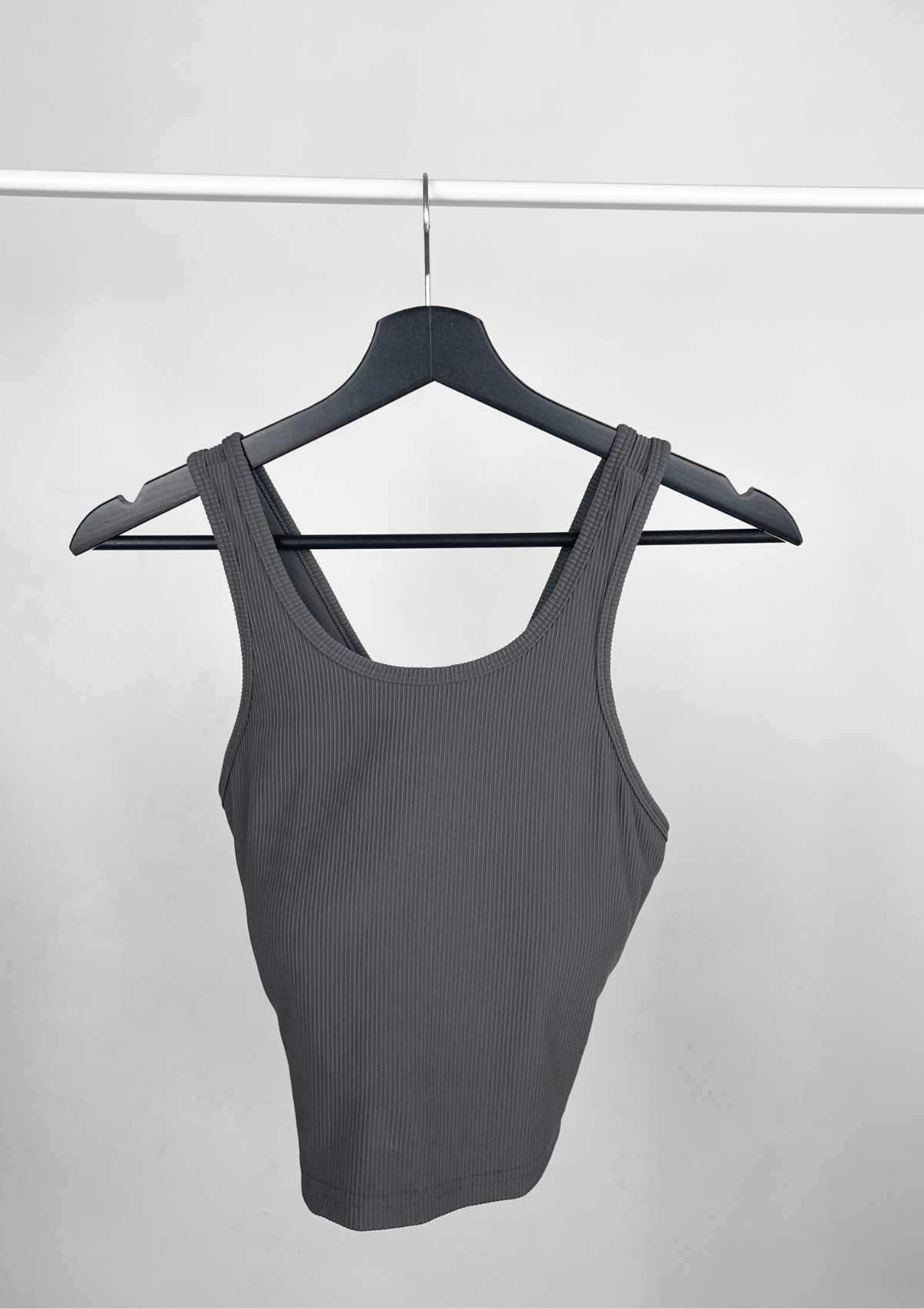Second Chance: Ribbed Crop Top - Charcoal XS