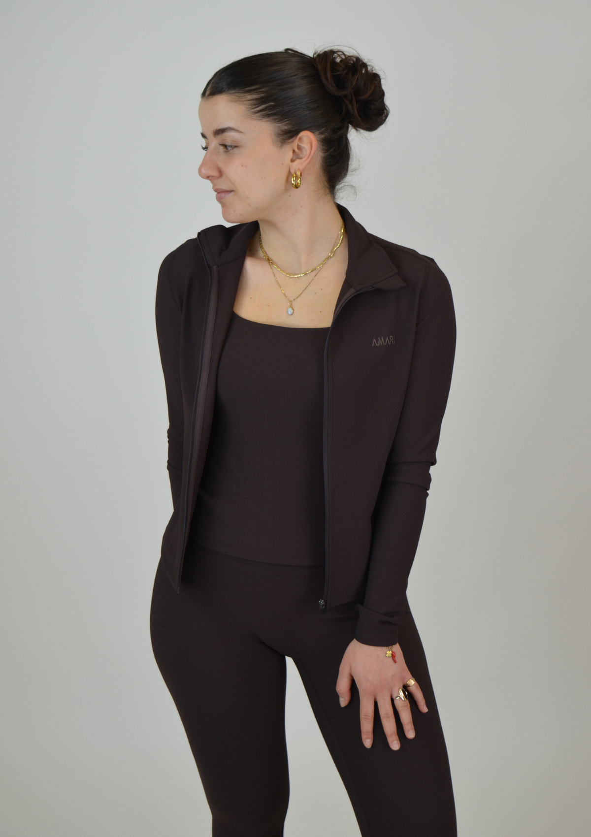 Ribbed Form Jacket - Espresso