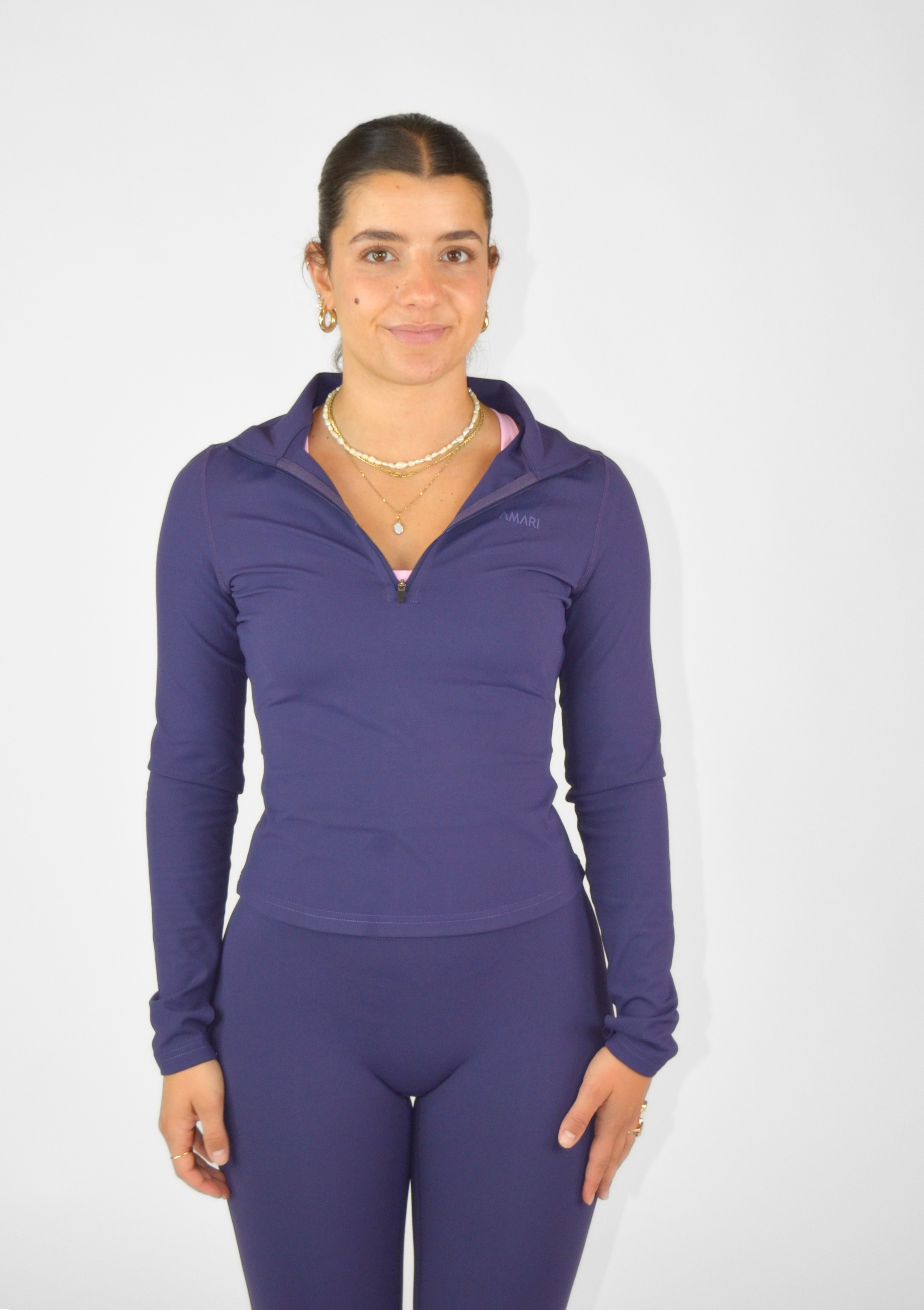 Long Sleeve Half Zipper - Dark Violet