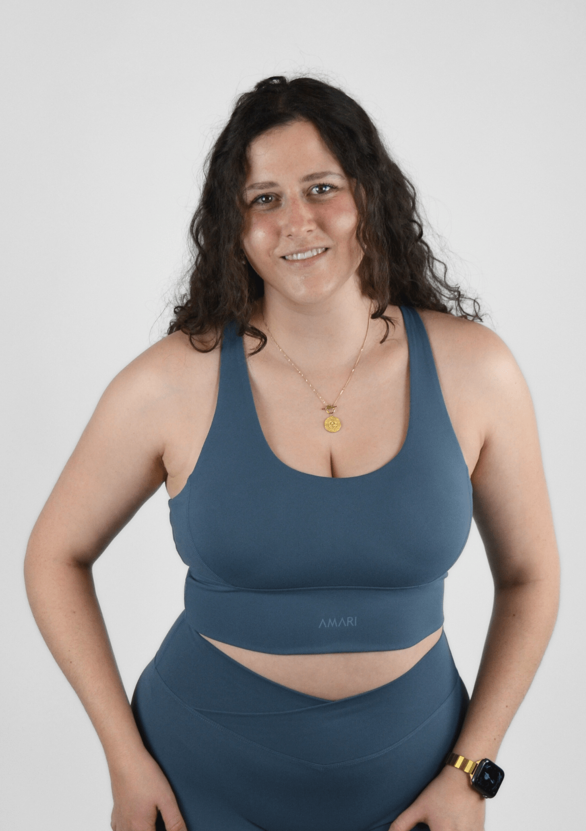 Cross Back Sports Bra - Smoky Blue