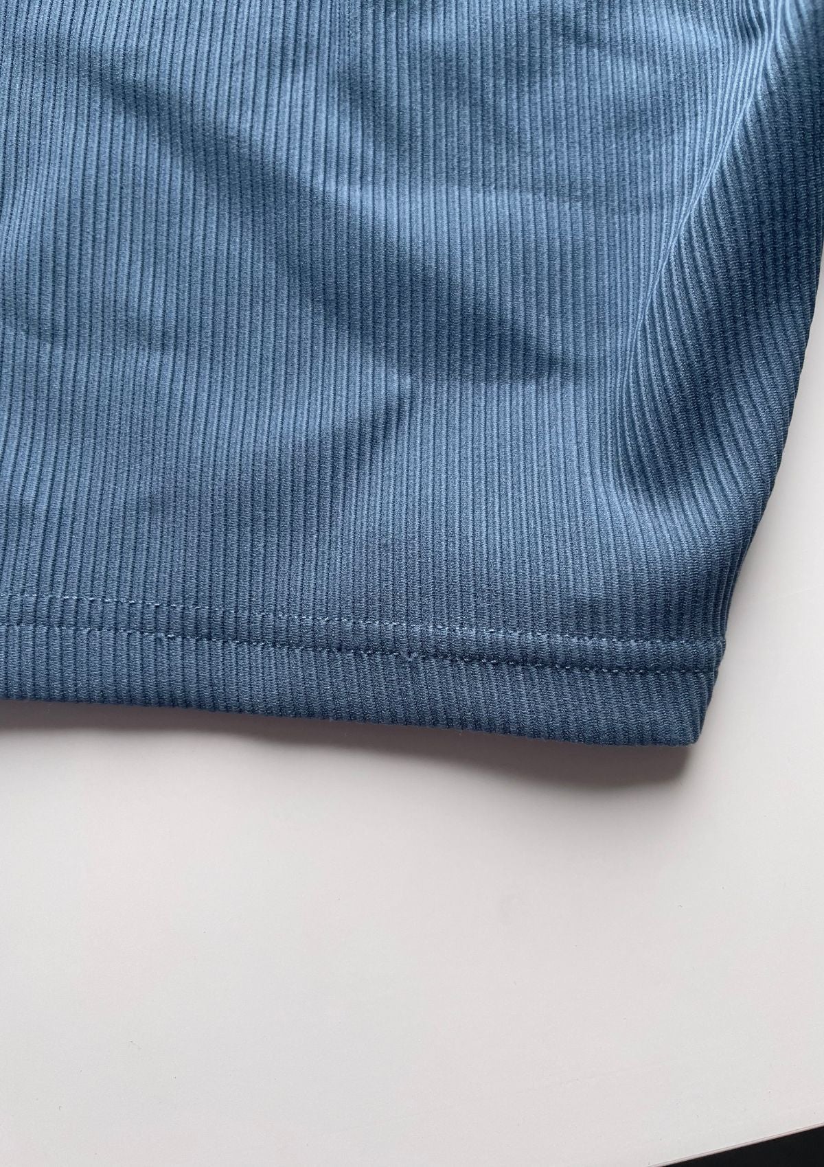 Second Chance: Ribbed Crop Top - Steel Blue