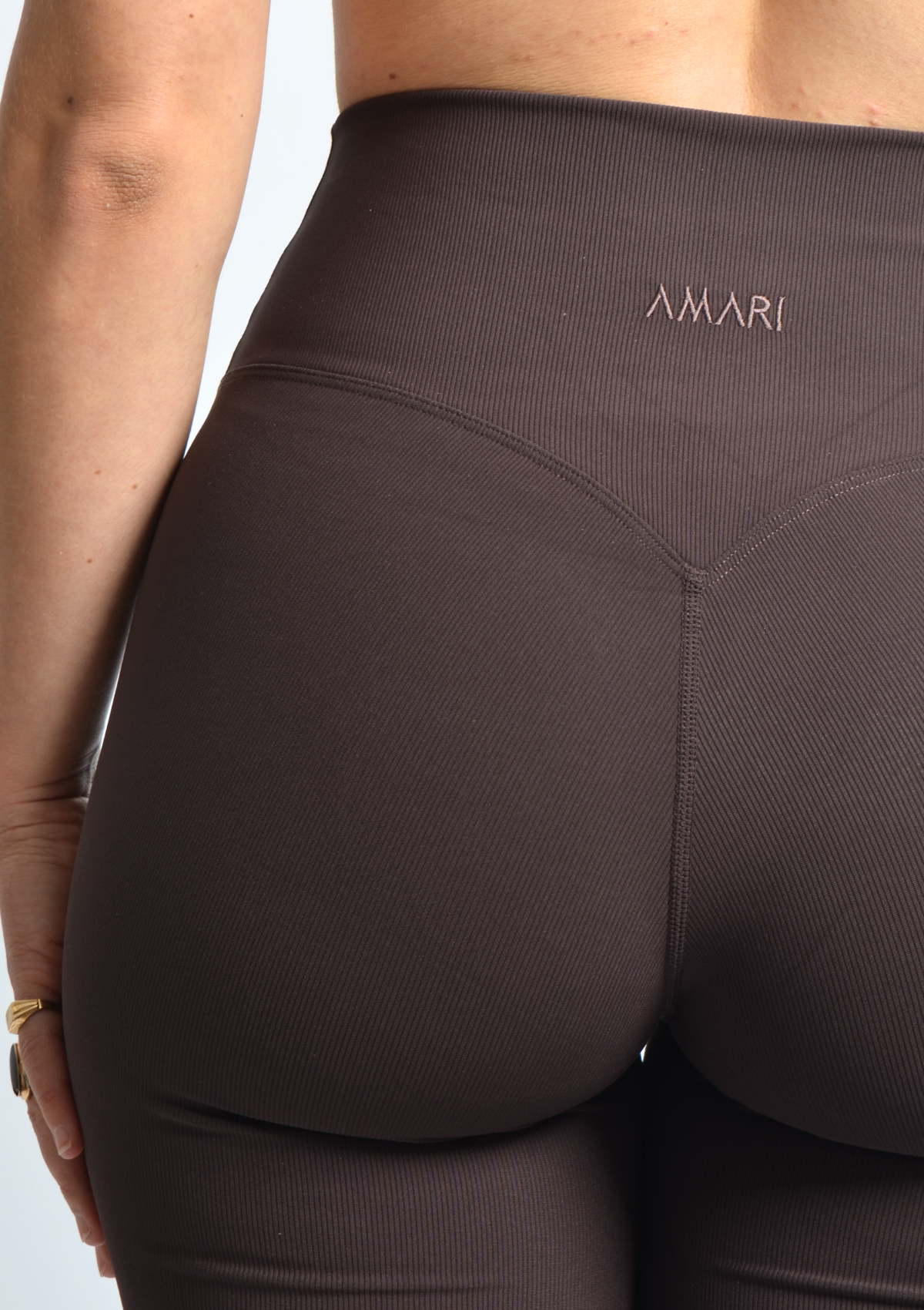 Ribbed Straight Leggings - Espresso