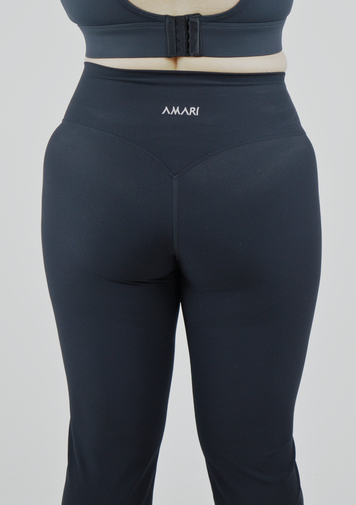 Ribbed Straight Leggings - Black