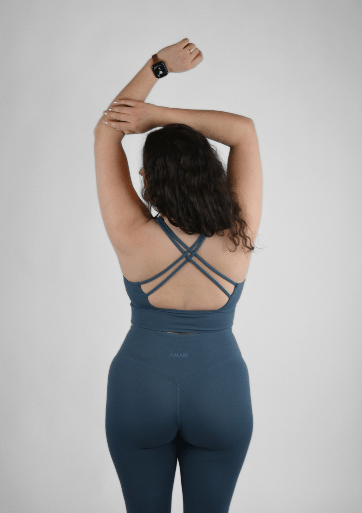 Cross Back Sports Bra - Smoky Blue