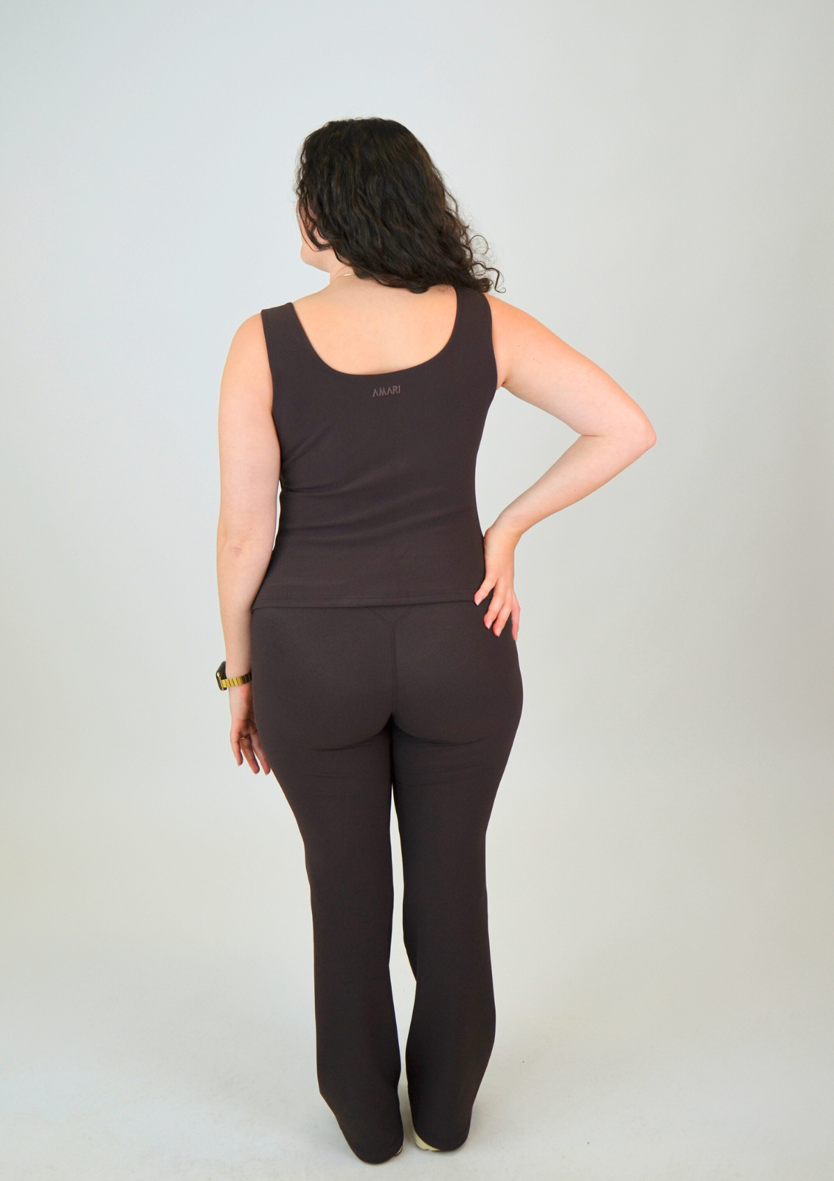 Ribbed Straight Leggings - Espresso
