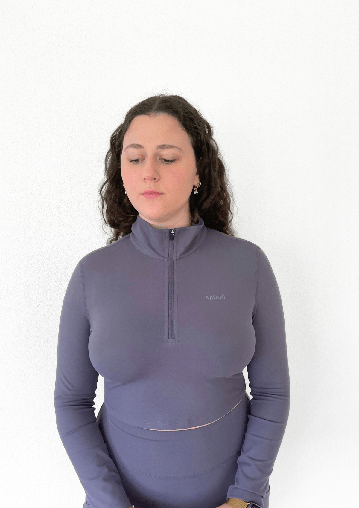 Long Sleeve Zipper Top - Grey
