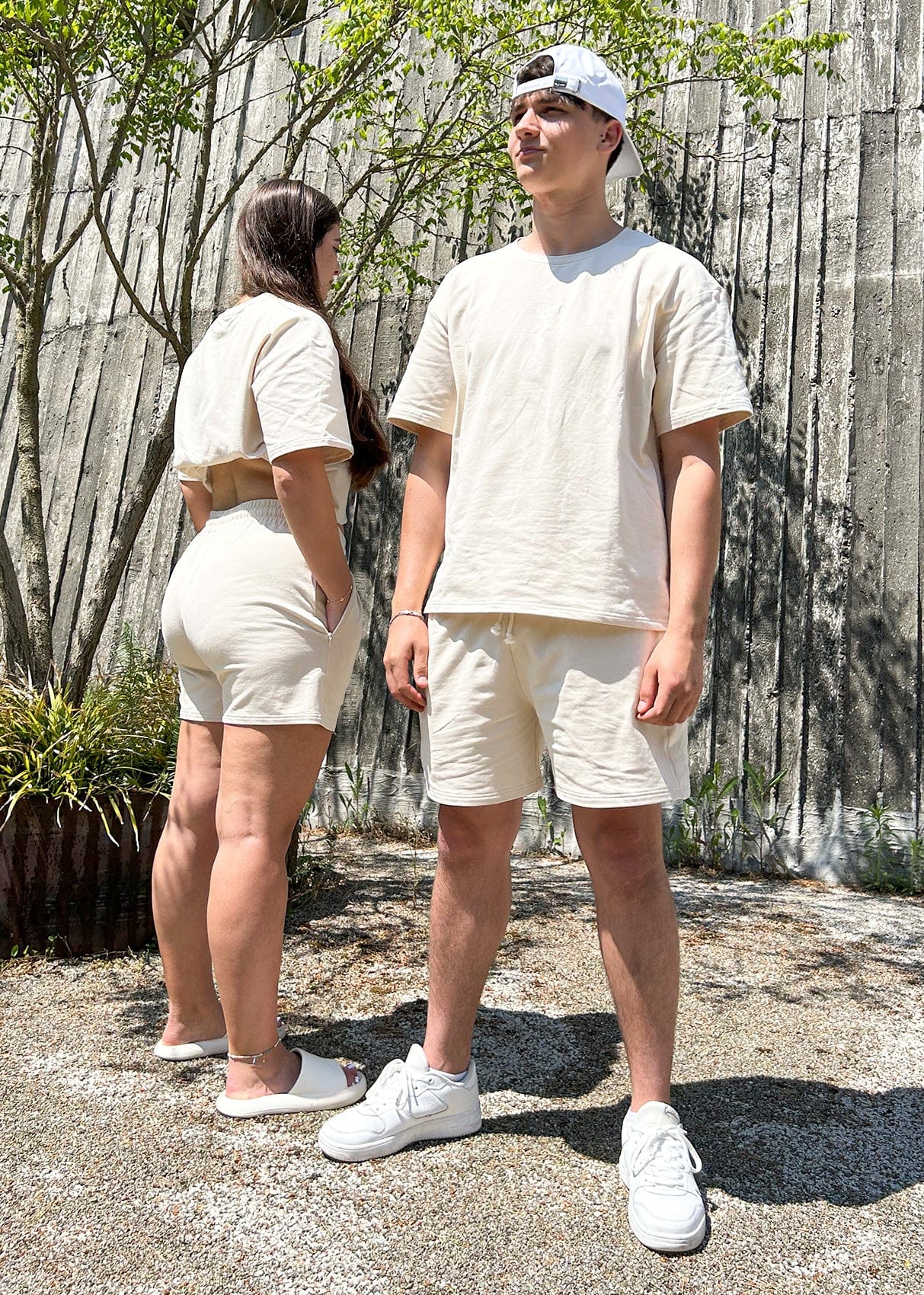 Unisex Sweats Shorts - Cream