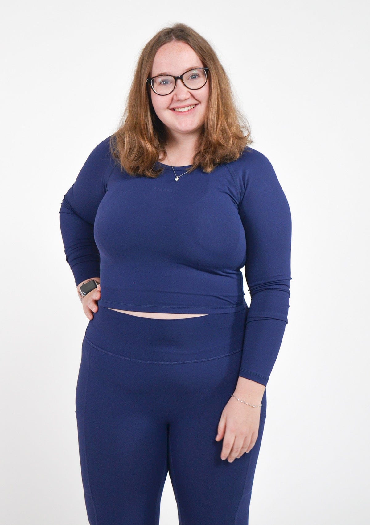 Essentials Long Sleeve Crop Top - Navy
