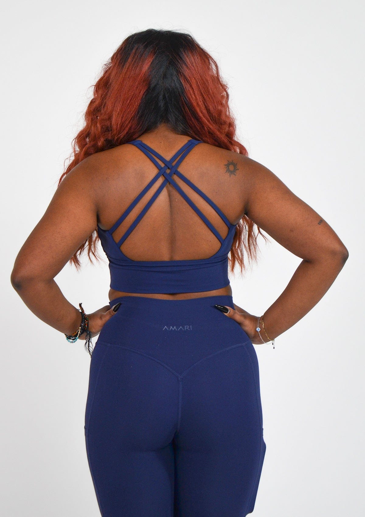 Cross Back Sports Bra - Navy