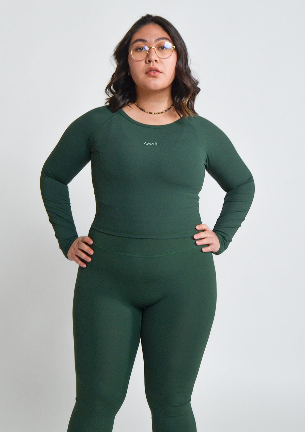 Essentials Long Sleeve Crop Top - Forest