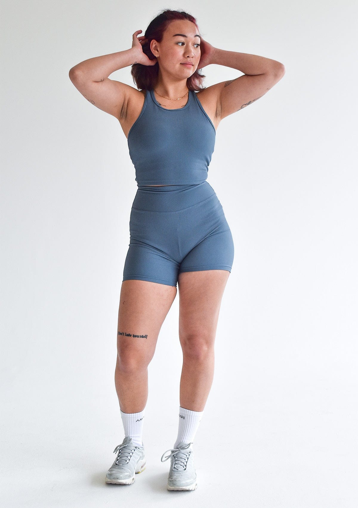 Ribbed Shorts - Steel Blue