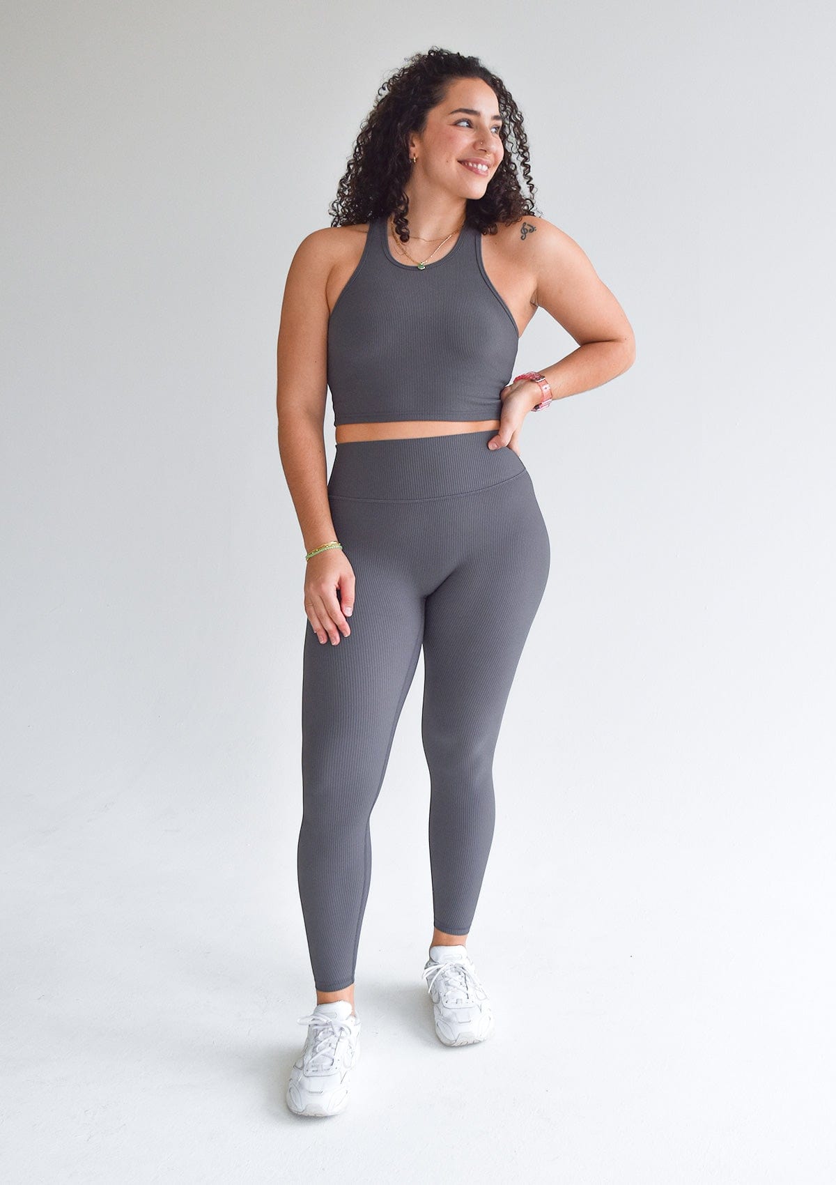 Ribbed Leggings - Stone
