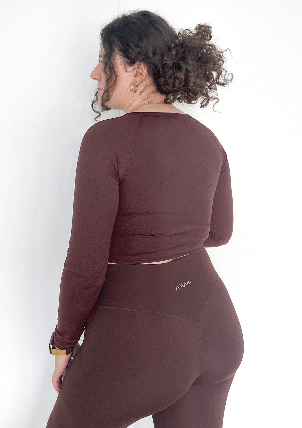 Essentials Long Sleeve Crop Top - Chocolate