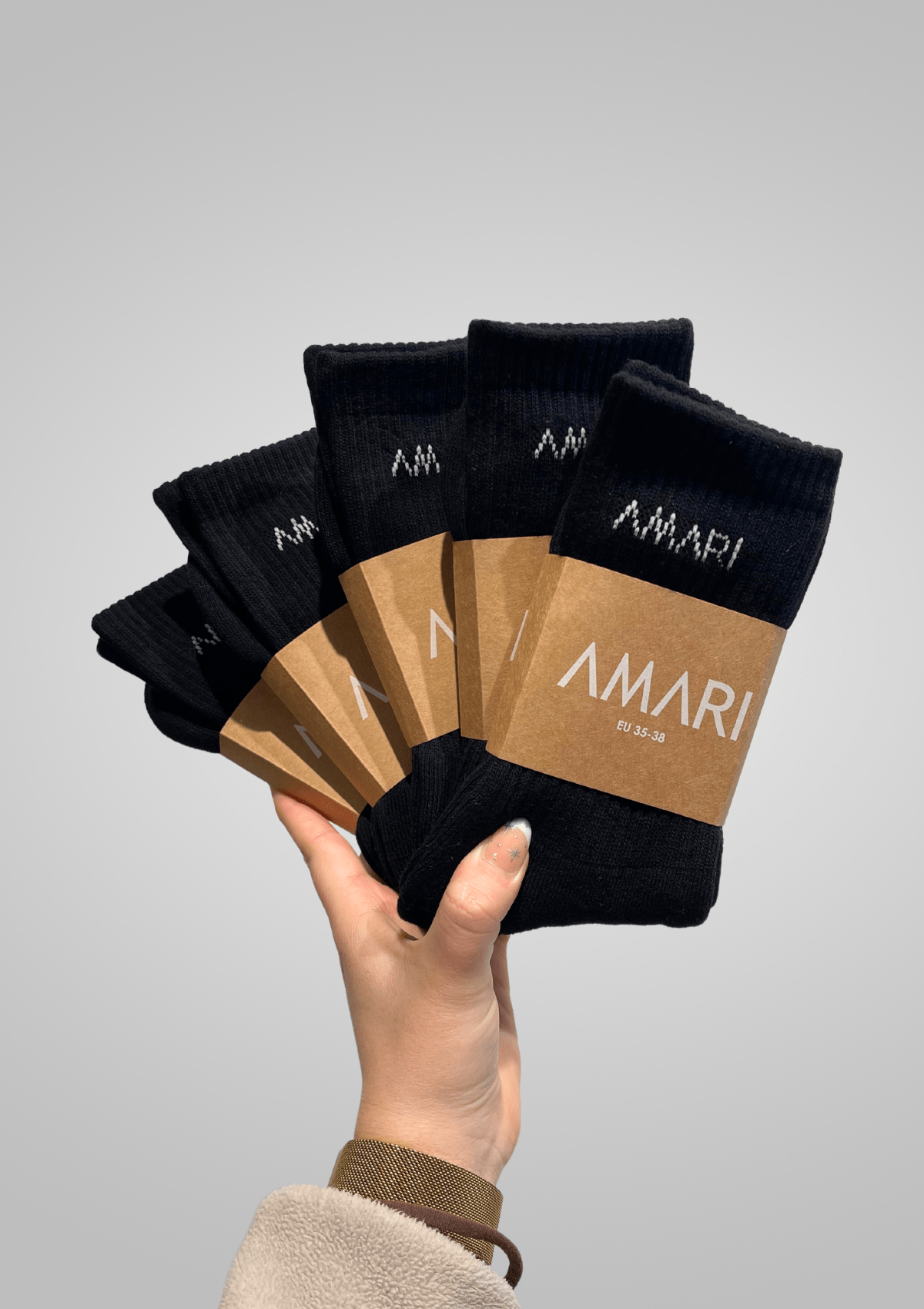 Unisex Crew Socks - Black (5 Pairs)