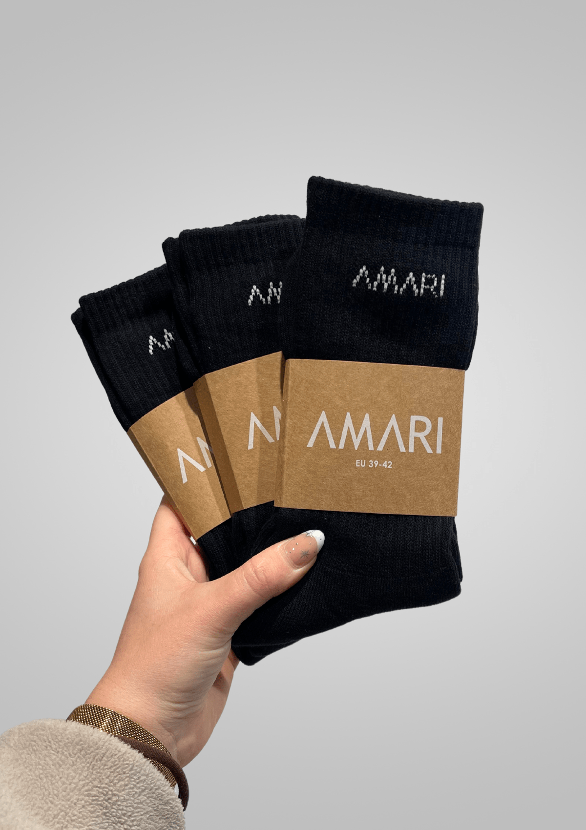 Unisex Crew Socks - Black (3 Pairs)