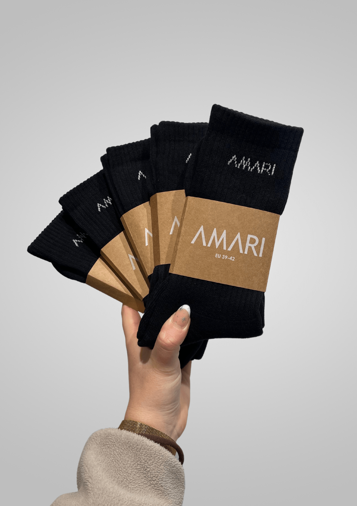 Unisex Crew Socks - Black (5 Pairs)