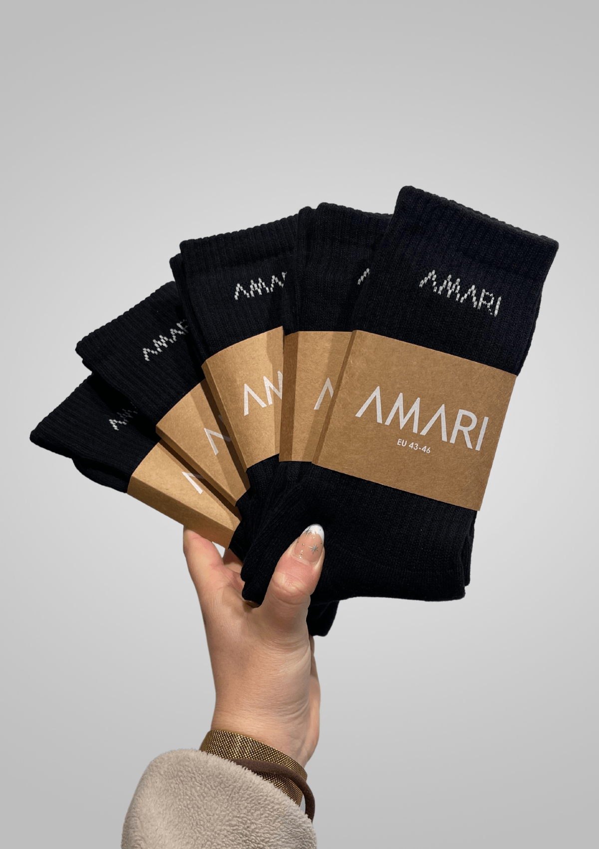 Unisex Crew Socks - Black (5 Pairs)