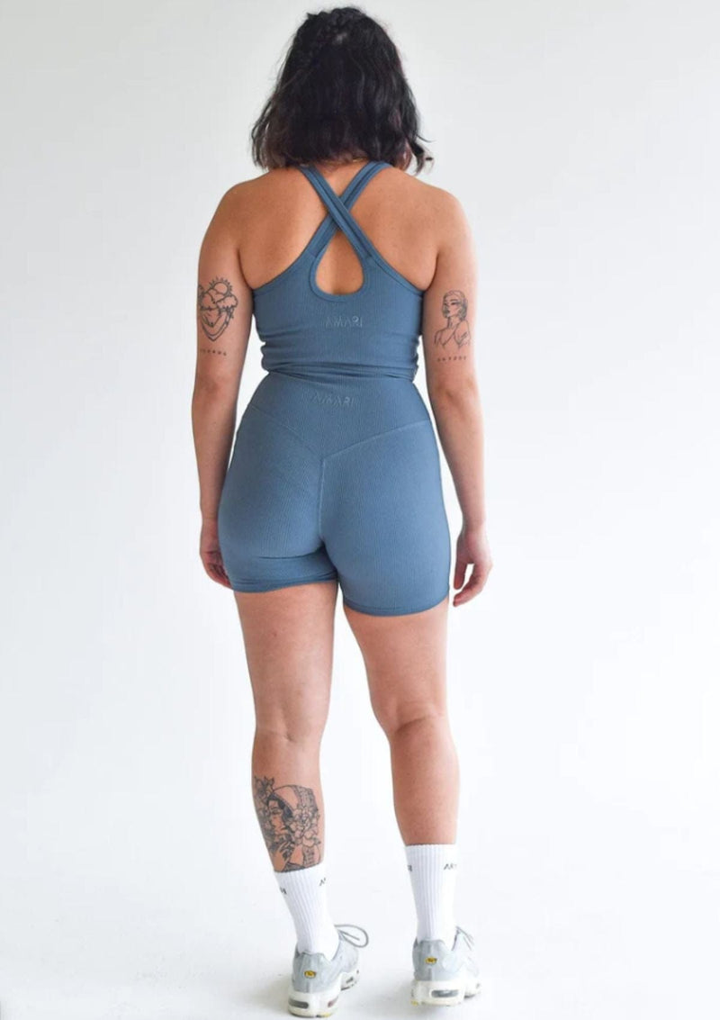 Second Chance: Ribbed Shorts - Steel Blue