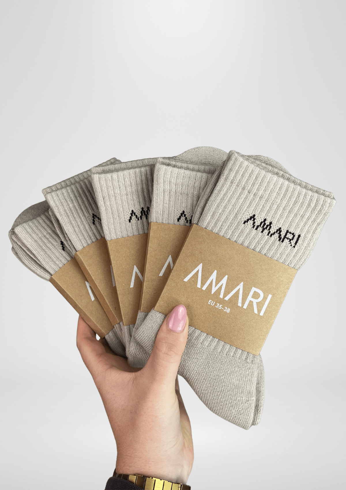 Unisex Crew Socks - Latte (5 Pairs)