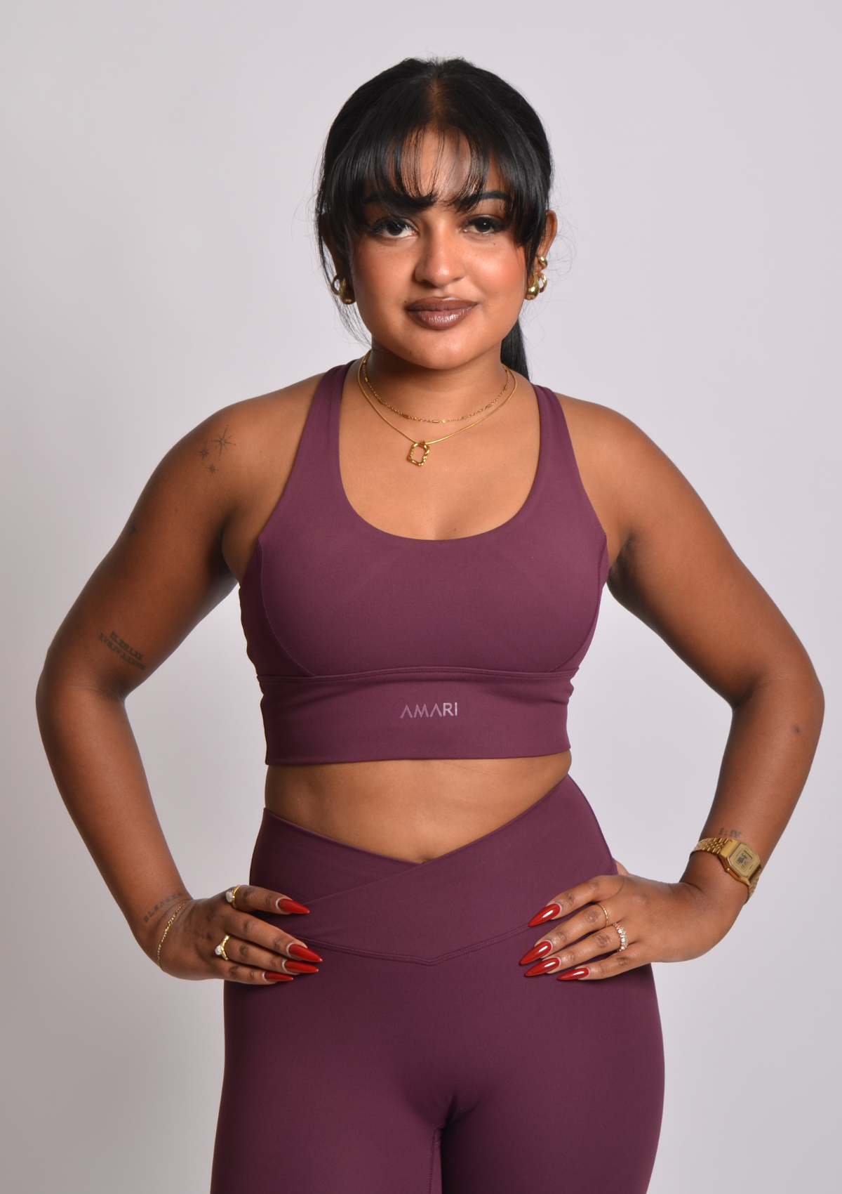 Cross Back Sports Bra - Dark Cherry