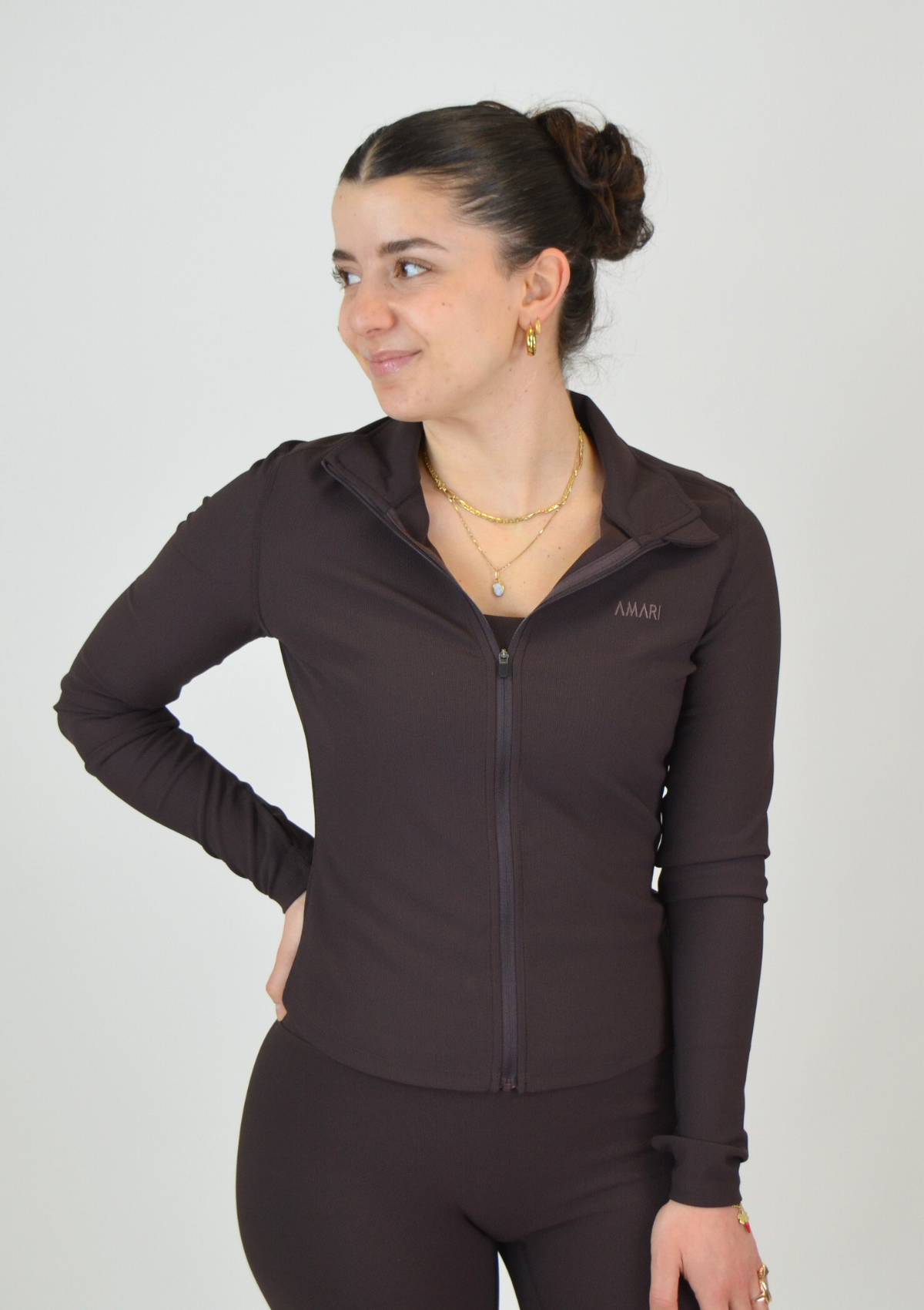 Ribbed Form Jacket - Espresso