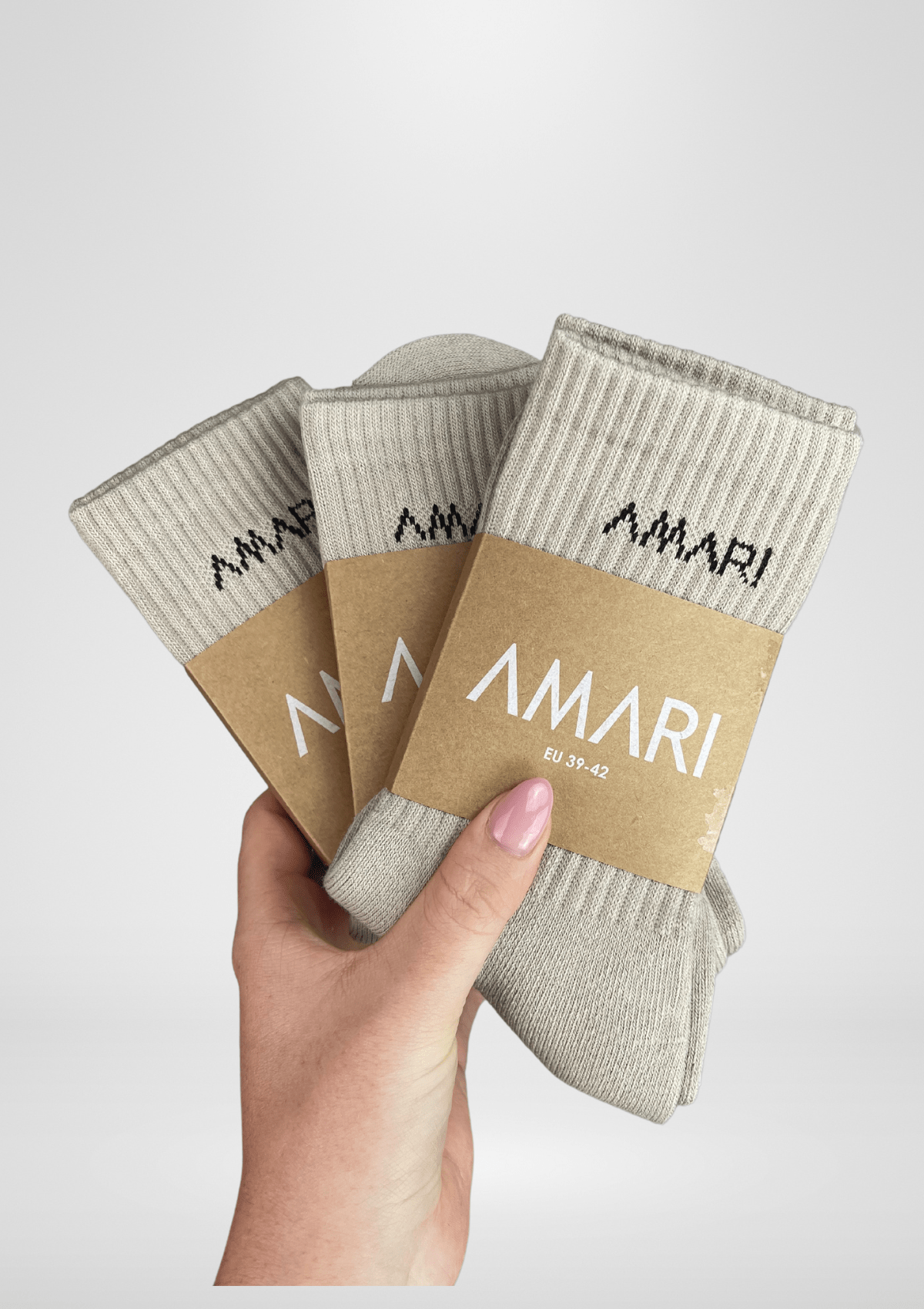 Unisex Crew Socks - Latte (3 Pairs)