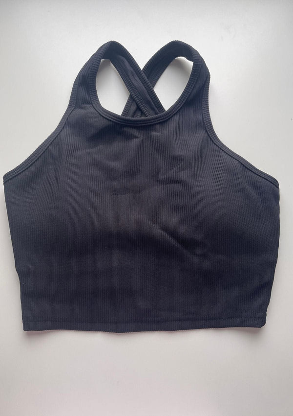 Second Chance: Ribbed Crop Top - Charcoal