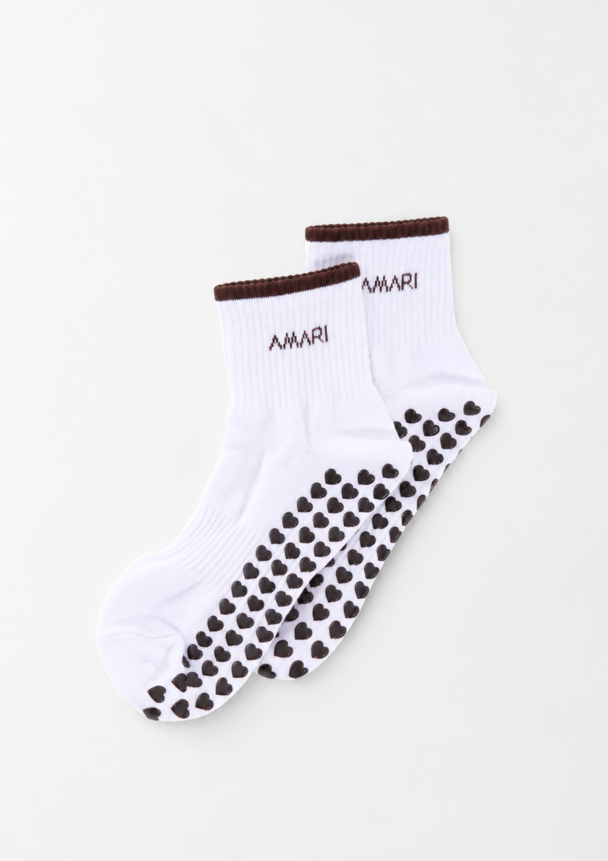 Pilates Grip Socks - White and Espresso