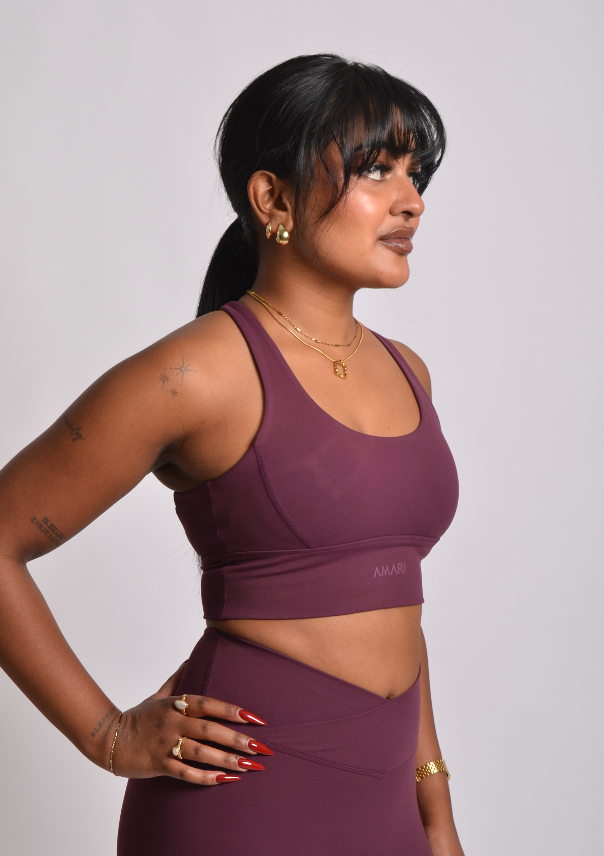 Cross Back Sports Bra - Dark Cherry