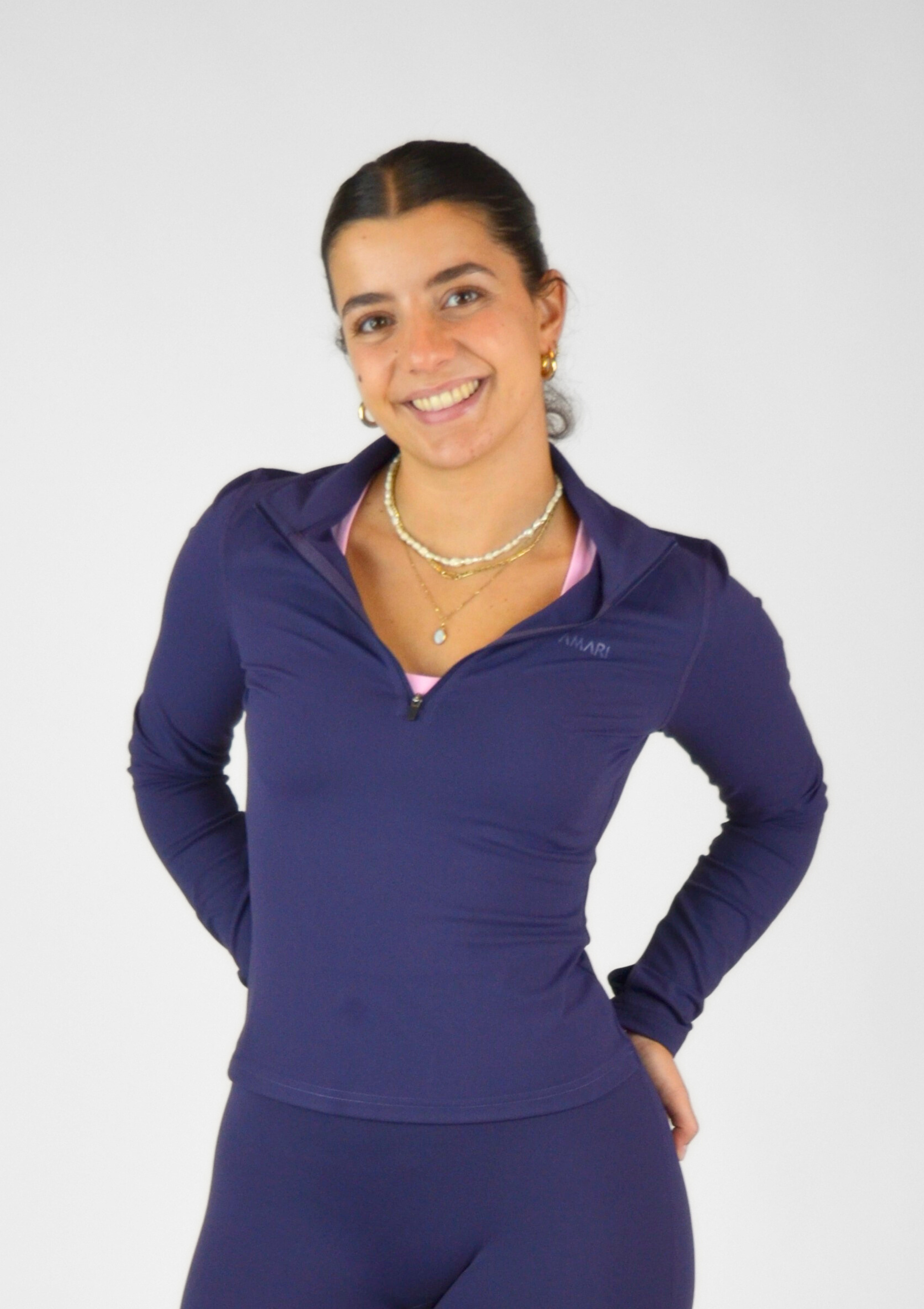 Long Sleeve Half Zipper - Dark Violet